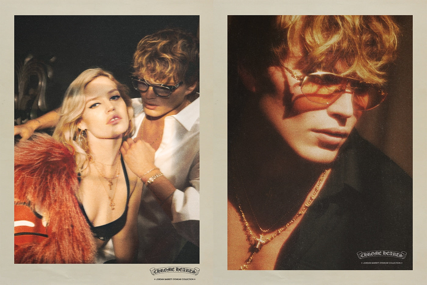 Two models wearing Chrome Hearts eyewear